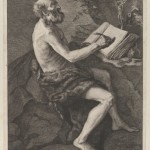 Saint Jerome in the Wilderness, seated, writing and meditating on a crucifix